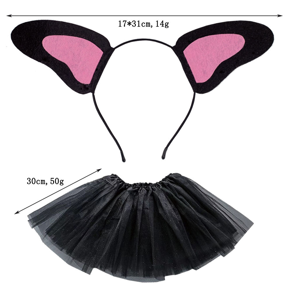 Iron buckle black dog headband black gauze skirt