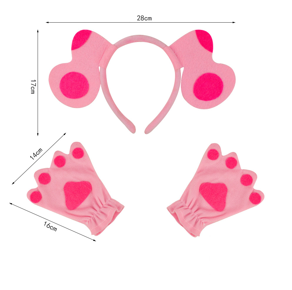 Pink dog headband pink polka dot gloves