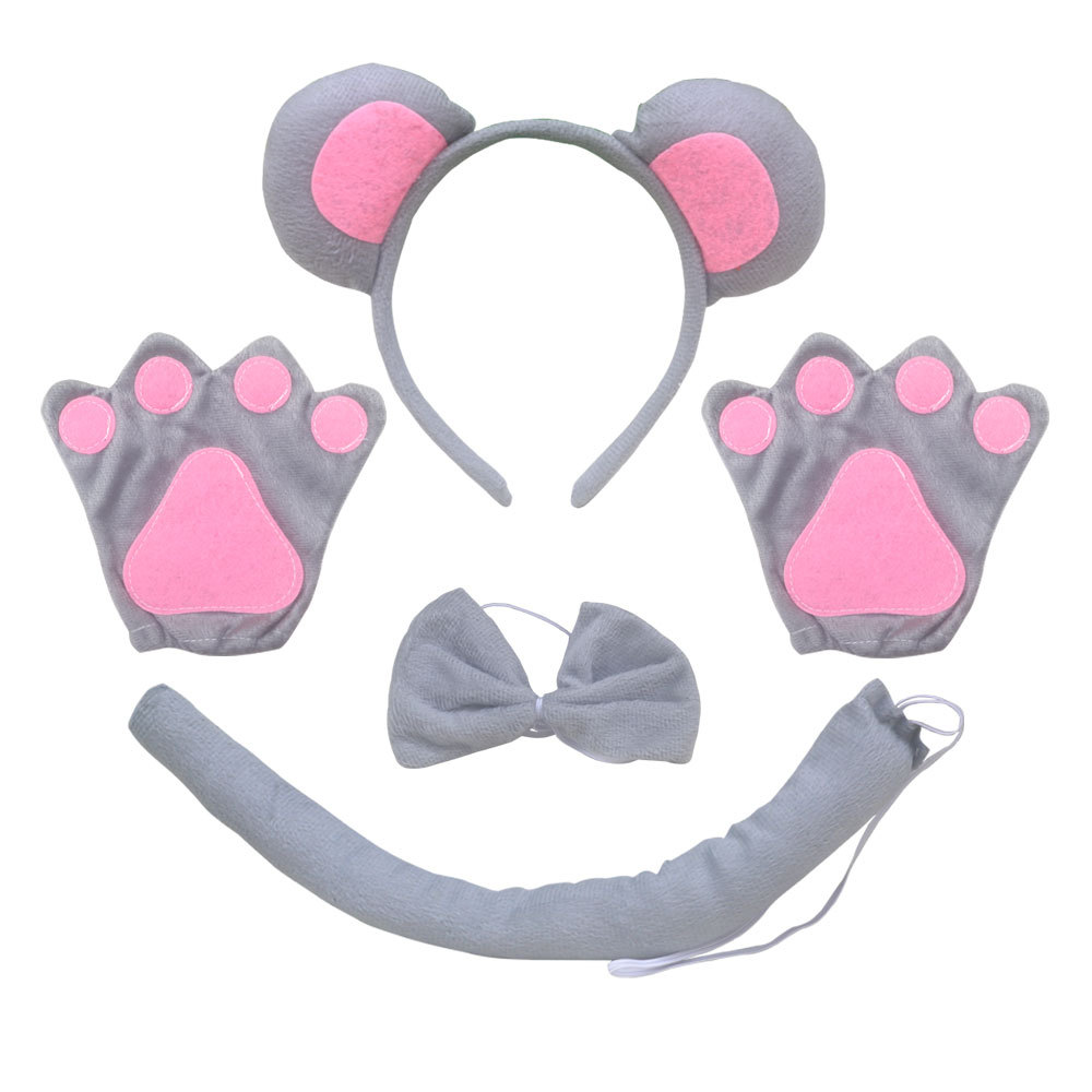 Gray Mouse Ear 3-piece Set Gray Gloves