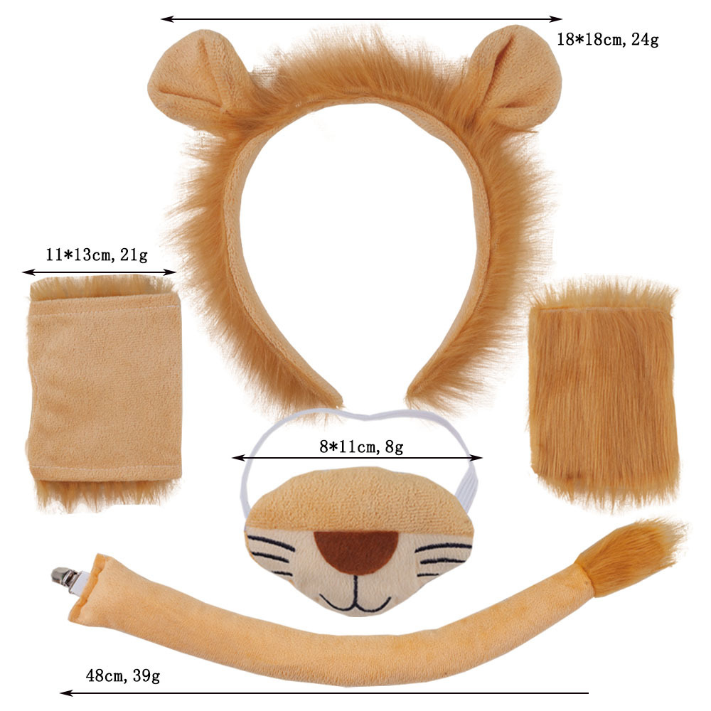 Super Soft Haired Lion Ear Nose Four Piece Set