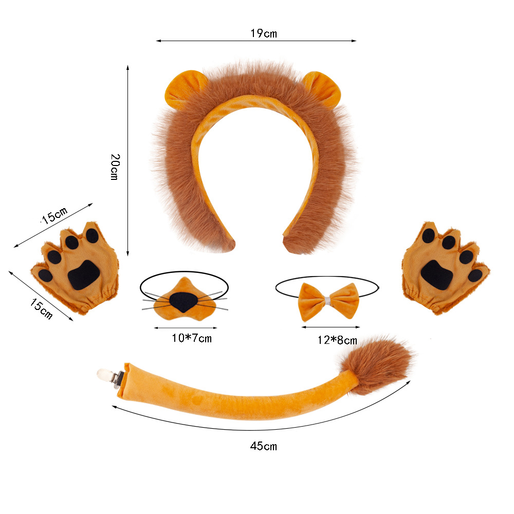 Simba Lion Four Piece Set Fur Yellow Leaky Finger Gloves