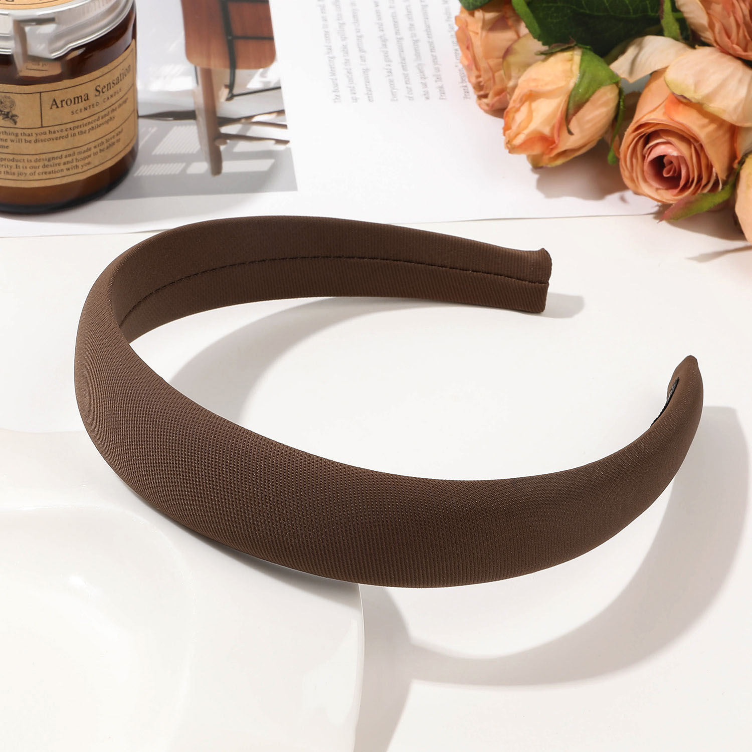 4:Twill sponge hair hoop-deep coffee