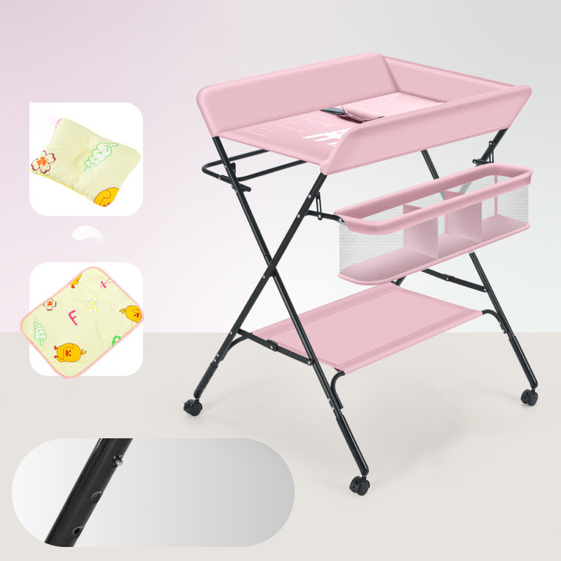 Flagship version - cherry blossom powder   storage basket   clothes drying pole   storage rack   three-speed adjustment   universal wheel