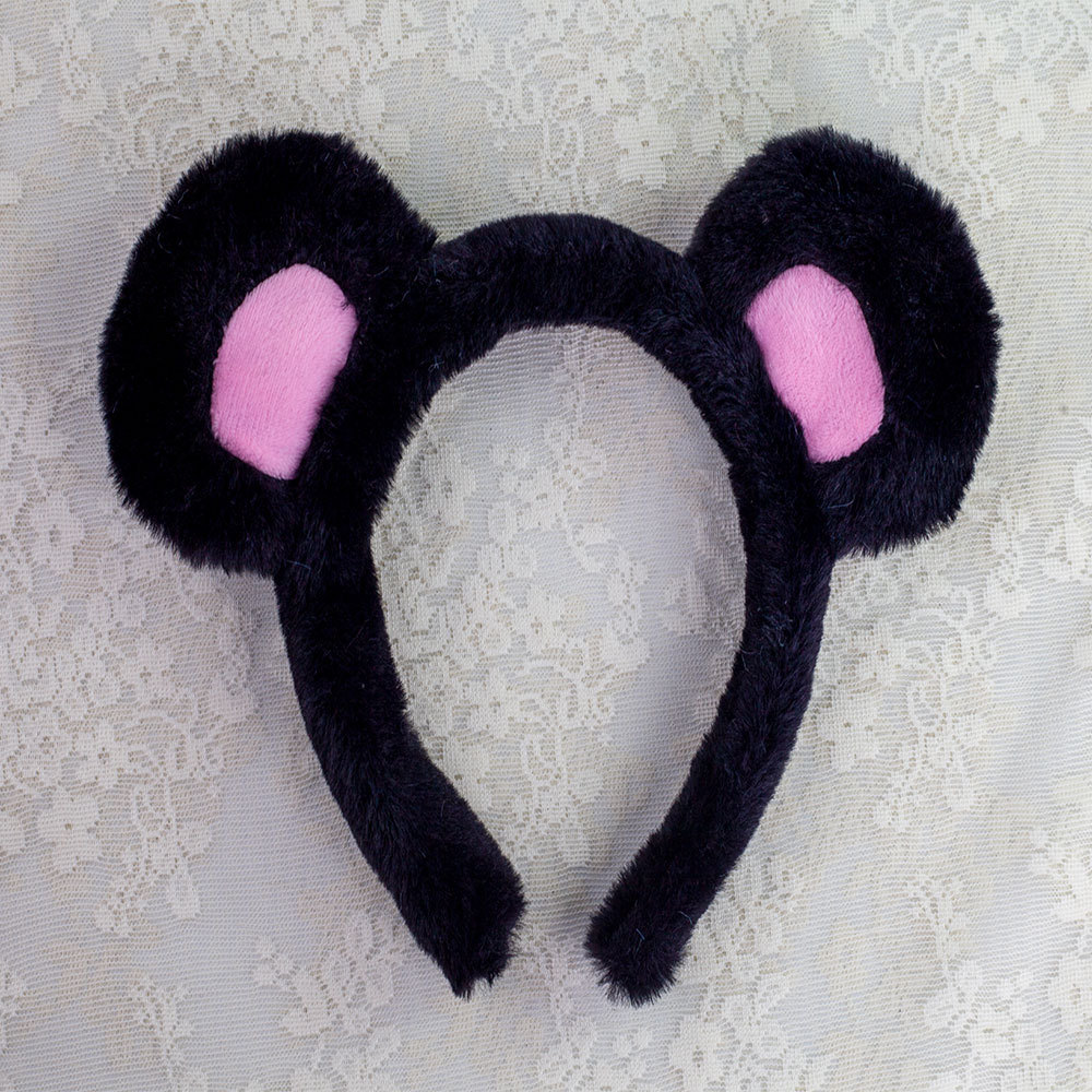 Rabbit velvet black teddy bear ear powder core