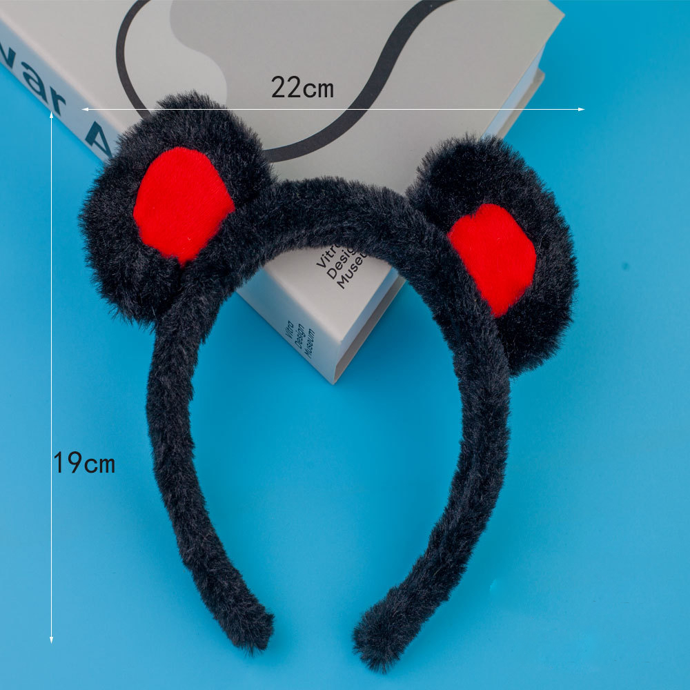 Rabbit fur black bear ears red core