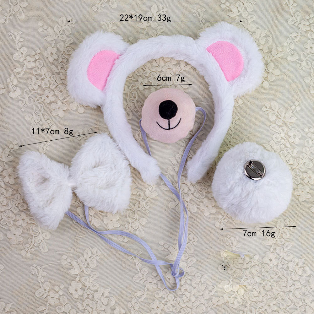 Rabbit Fleece White Bear Ear Four Piece Set