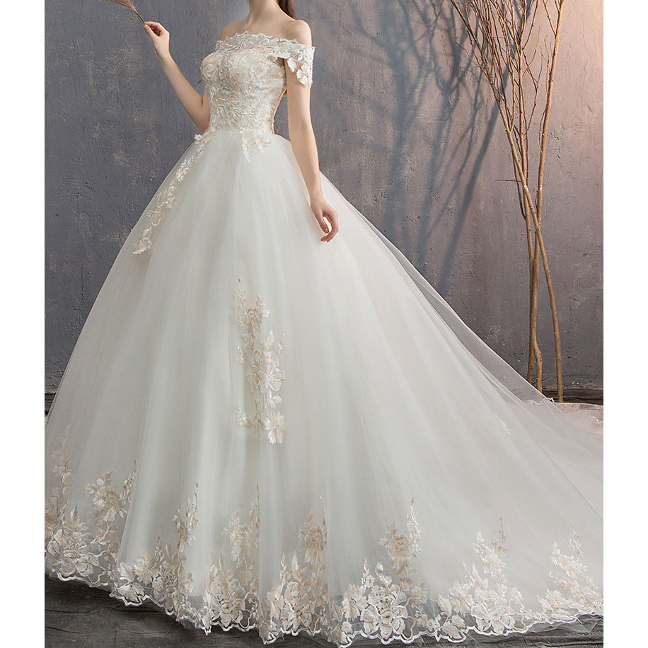 Train Wedding Dress (Short Sleeve)