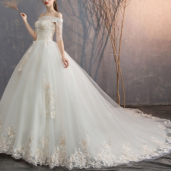 Train Wedding Dress (Mid-sleeve)