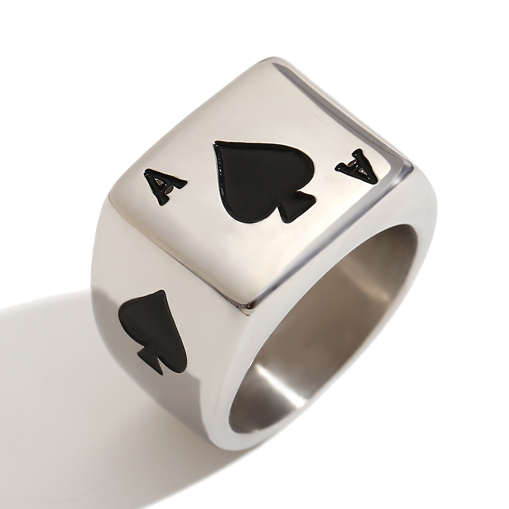 7:Vintage Card ring for men - Black