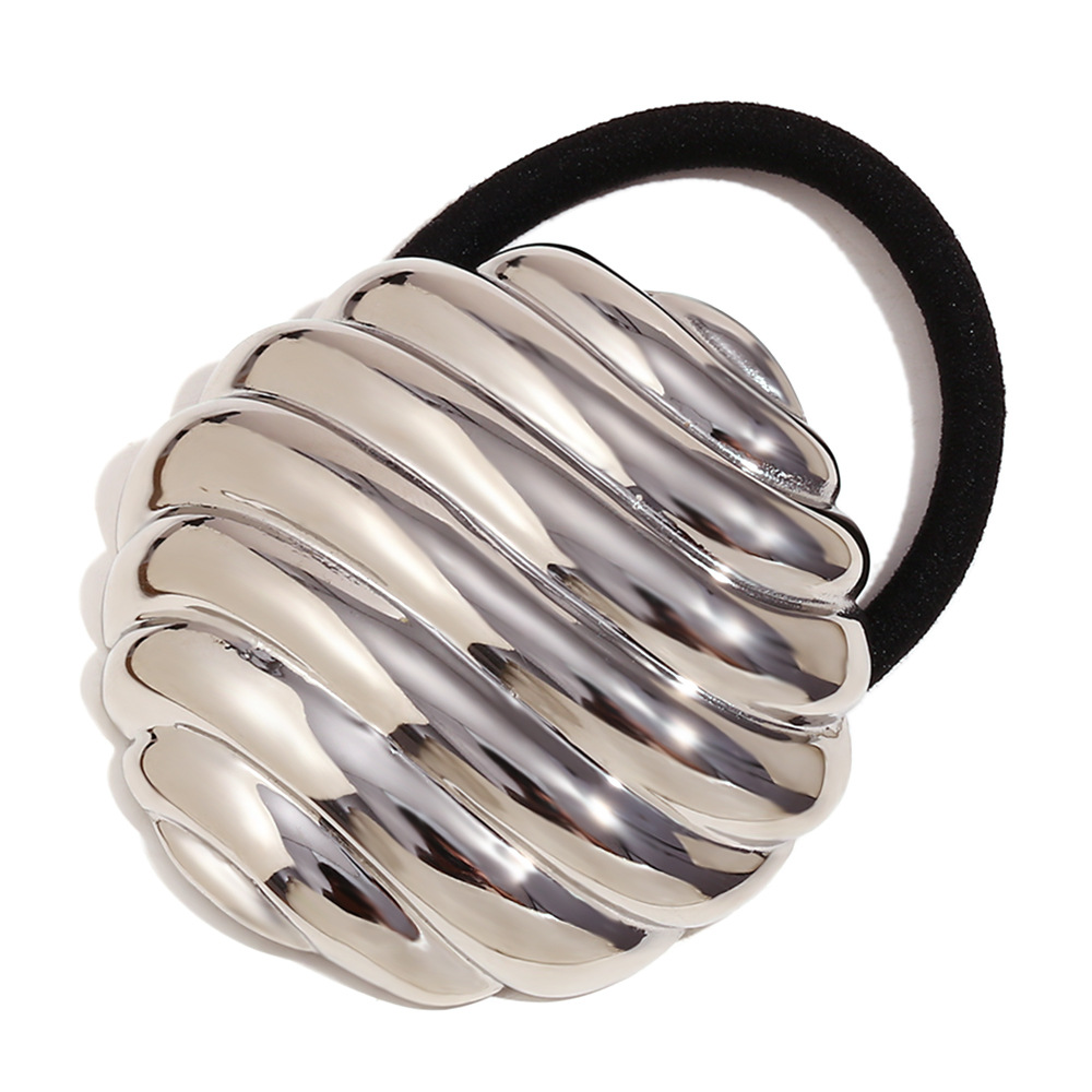 Threaded eggshell hair tie - Steel color