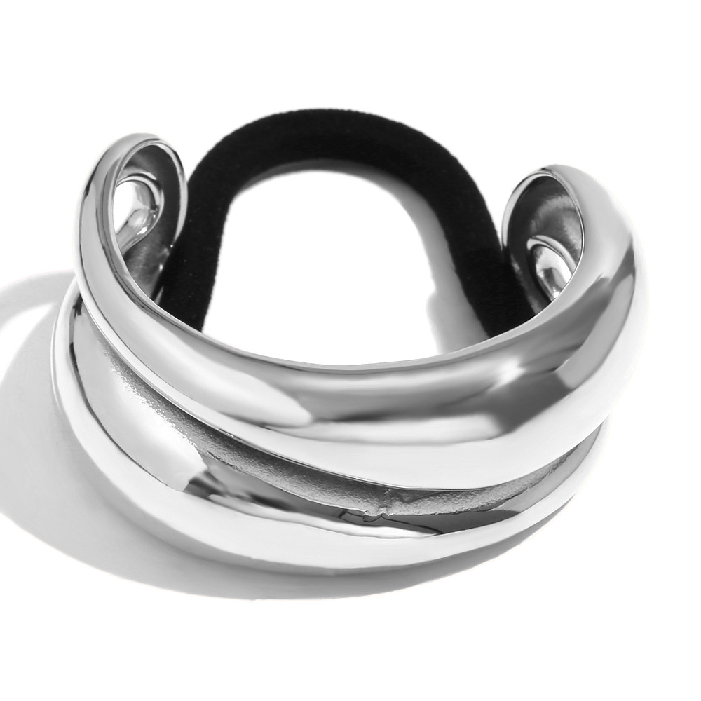 Symmetrical double drop hair tie - Steel color