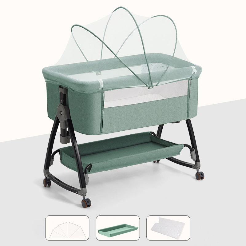 858- Green - Standard   mosquito net   mattress   storage basket (6-speed adjustment)