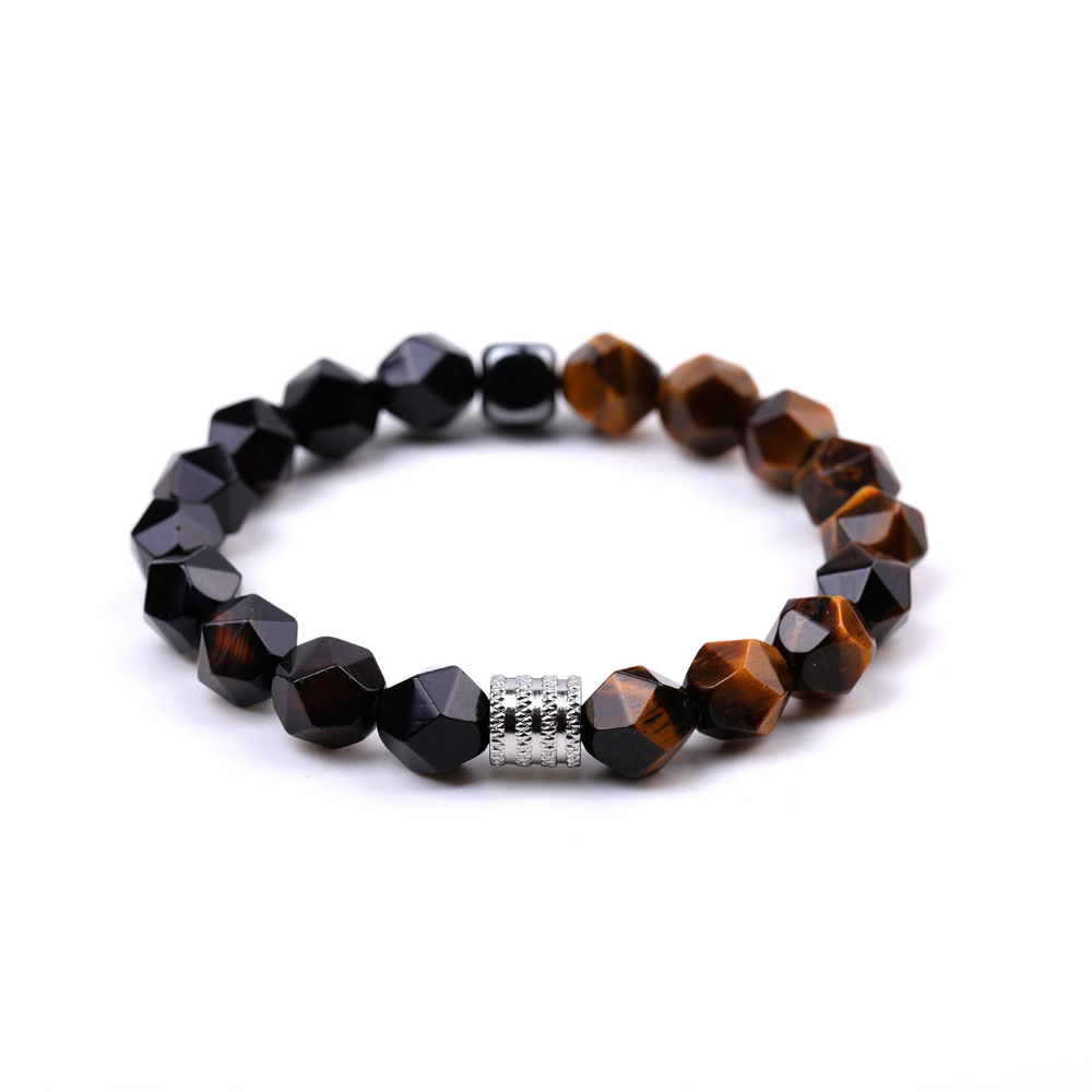 6 black agate and tiger-eye