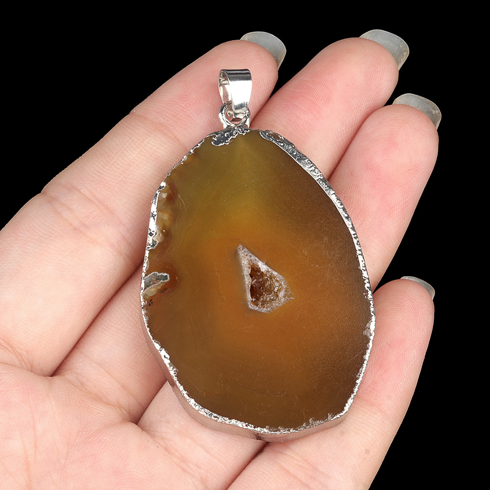 Yellow agate (silver edging)