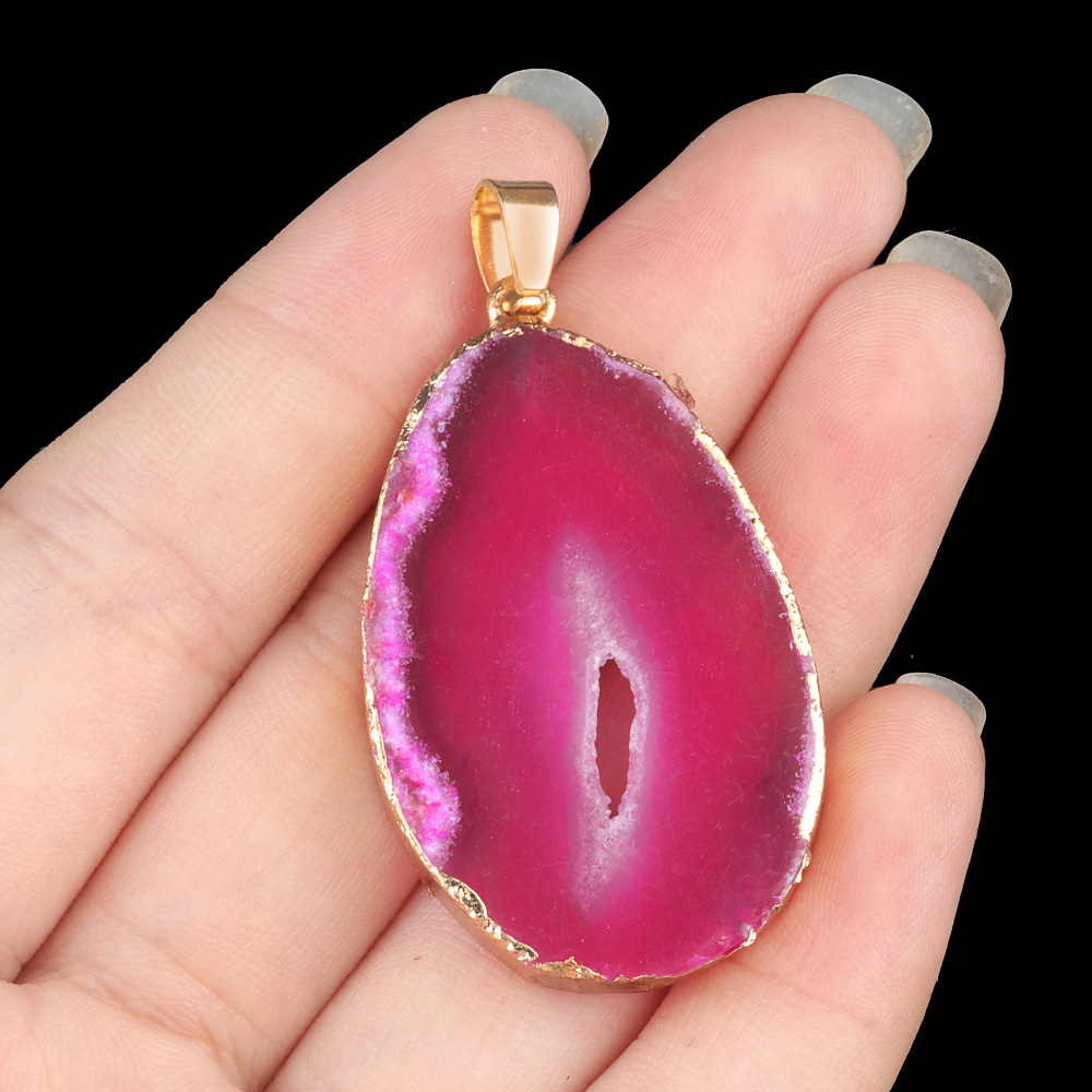 Rose red agate (gold edging)