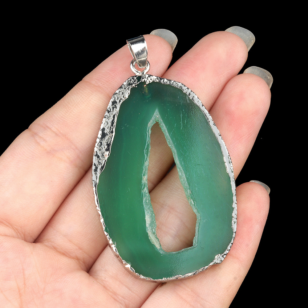 1:Green agate (silver edging)