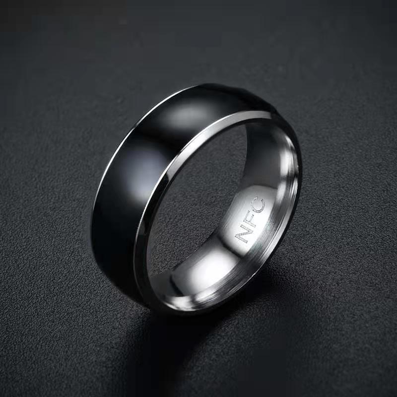 Silver ring black oil