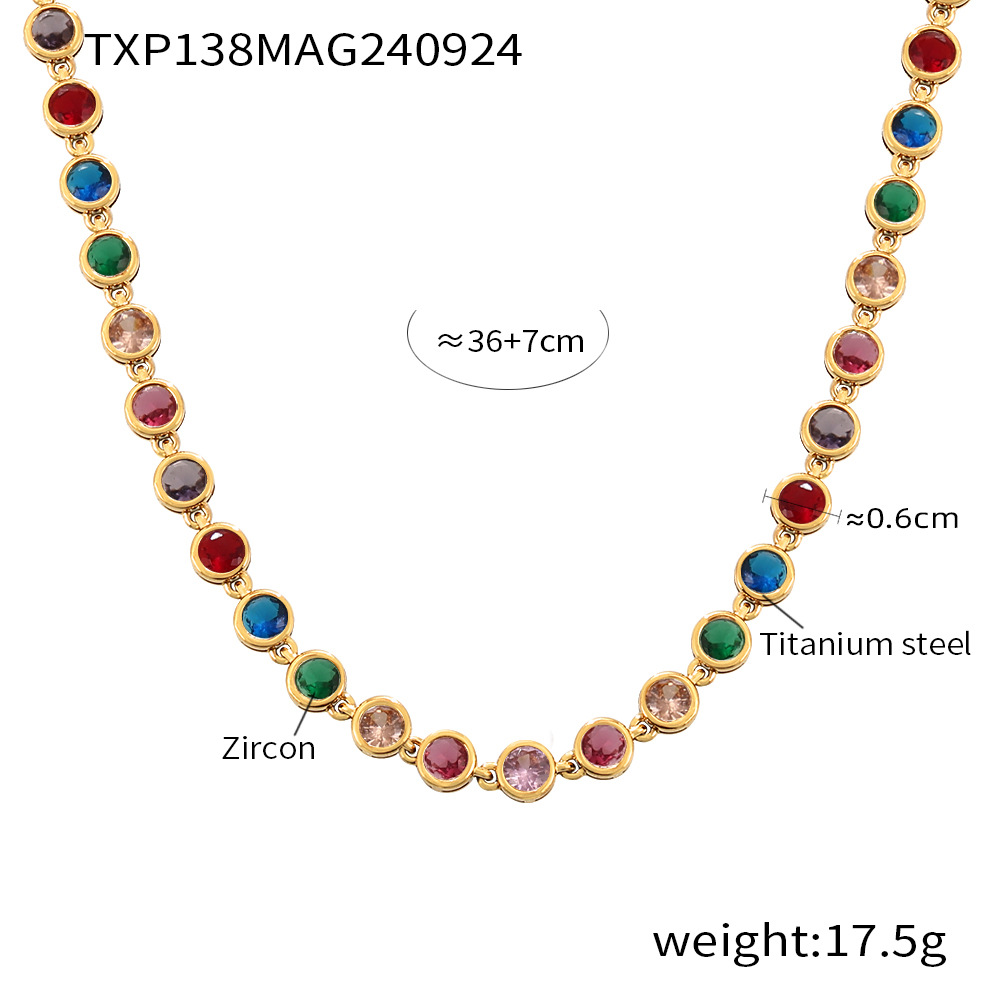 TXP138- Gold mixed color Zircon necklace