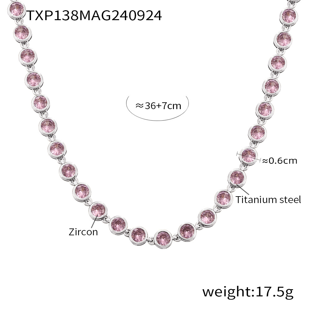 TXP138- Steel powder zircon necklace