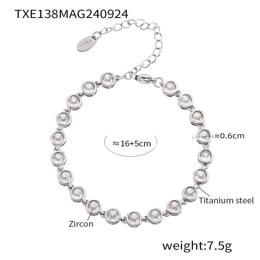 TXE138- Steel color white zircon bracelet