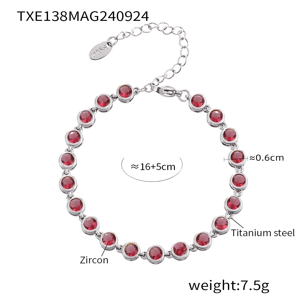 TXE138- Steel red zircon bracelet