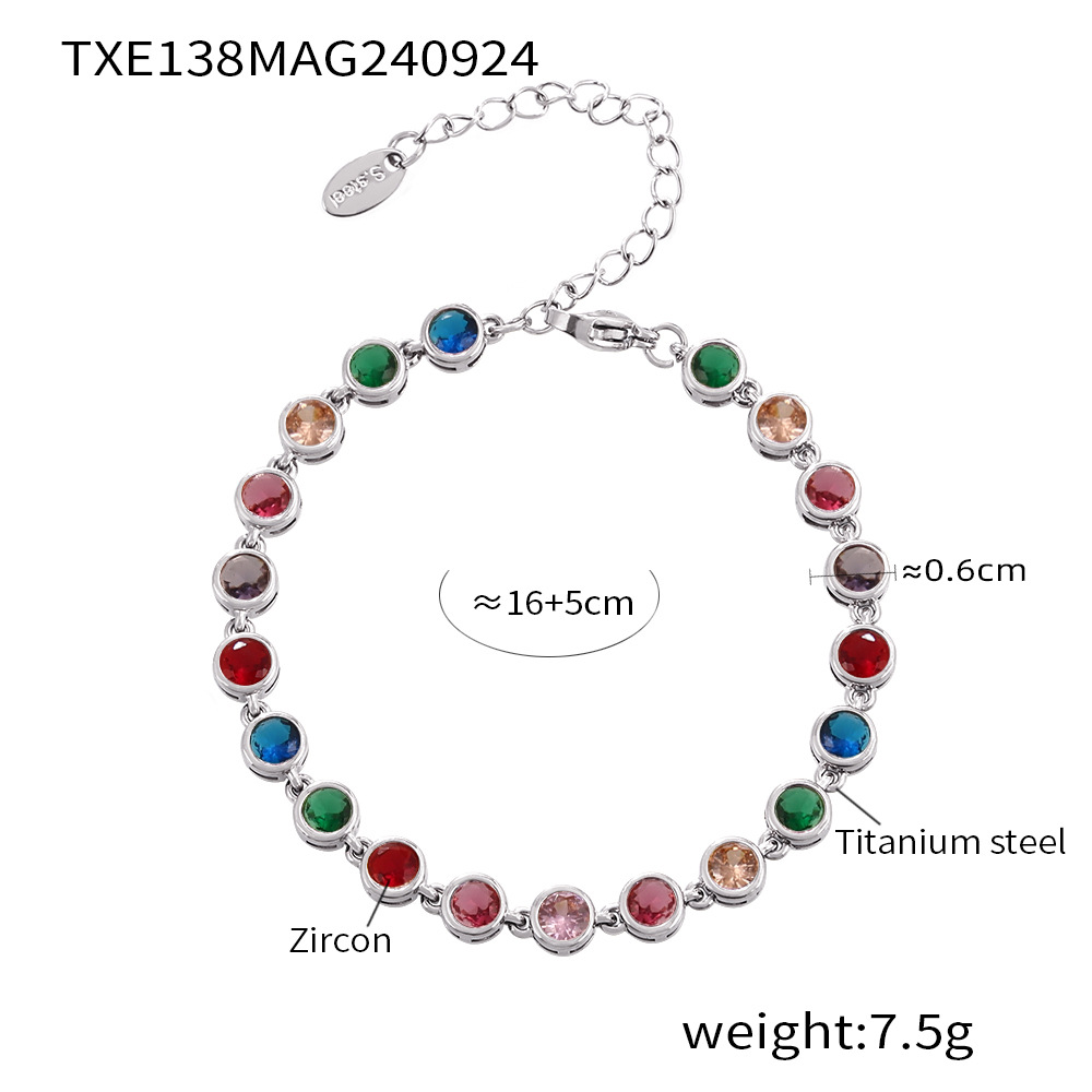 TXE138- Steel Color mixed color Zircon bracelet