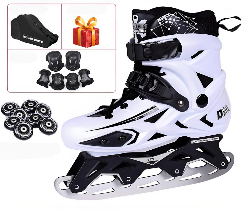 9-White Ice Blades   Backpack   Protective Gear   Pack   8 Wheels