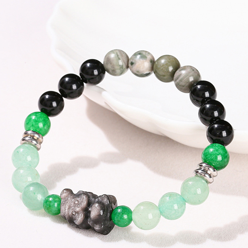 B green aventurine and Obsidian