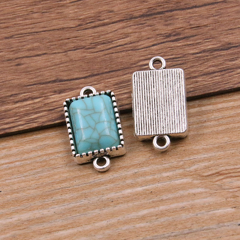 rectangle antique silver color- blue