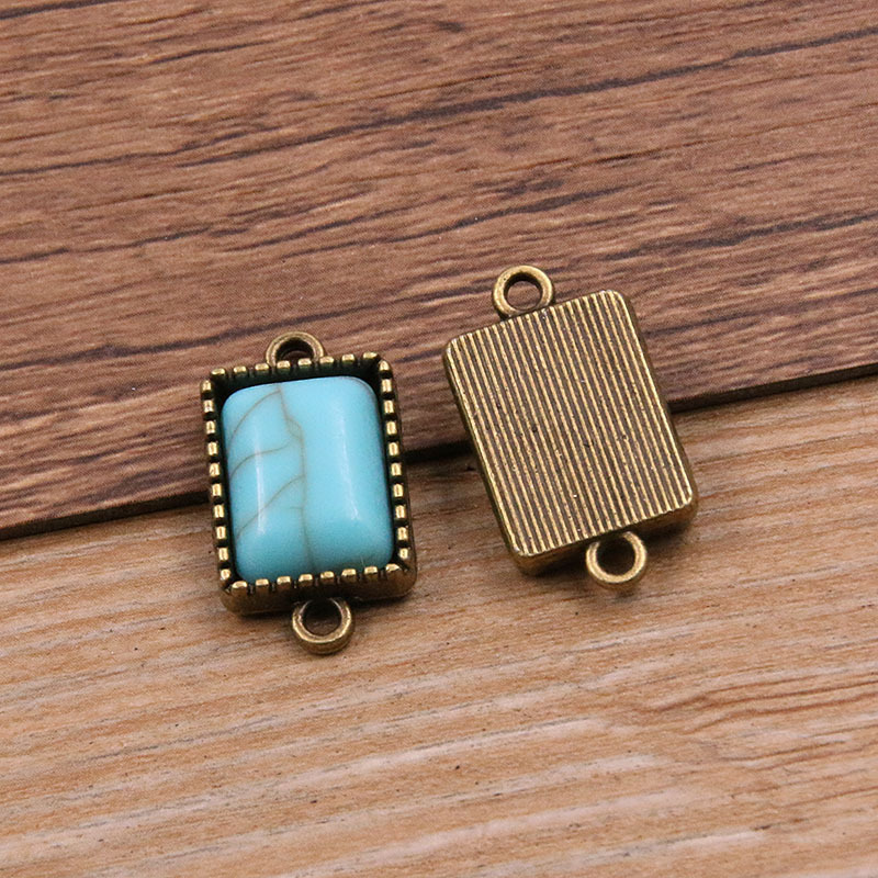 rectangle antique bronze color- blue