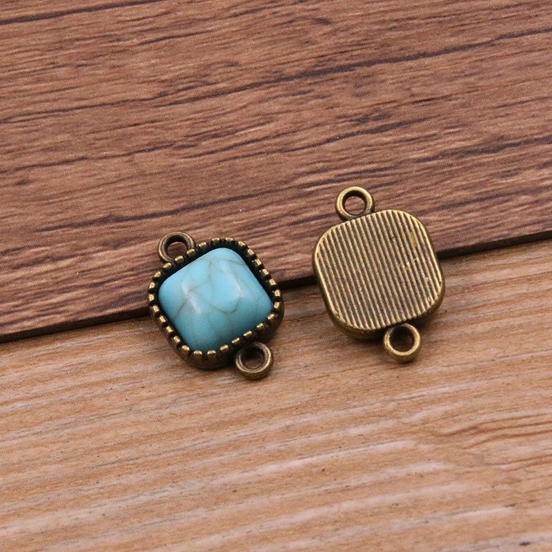 square antique bronze color- blue