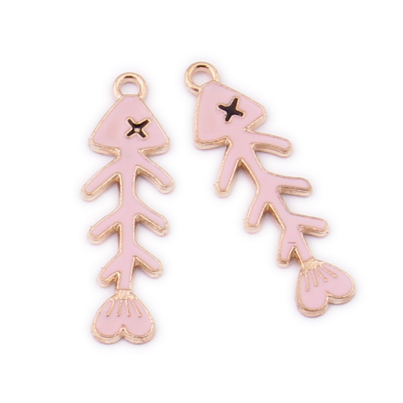 Pink fish bone 35*11mm