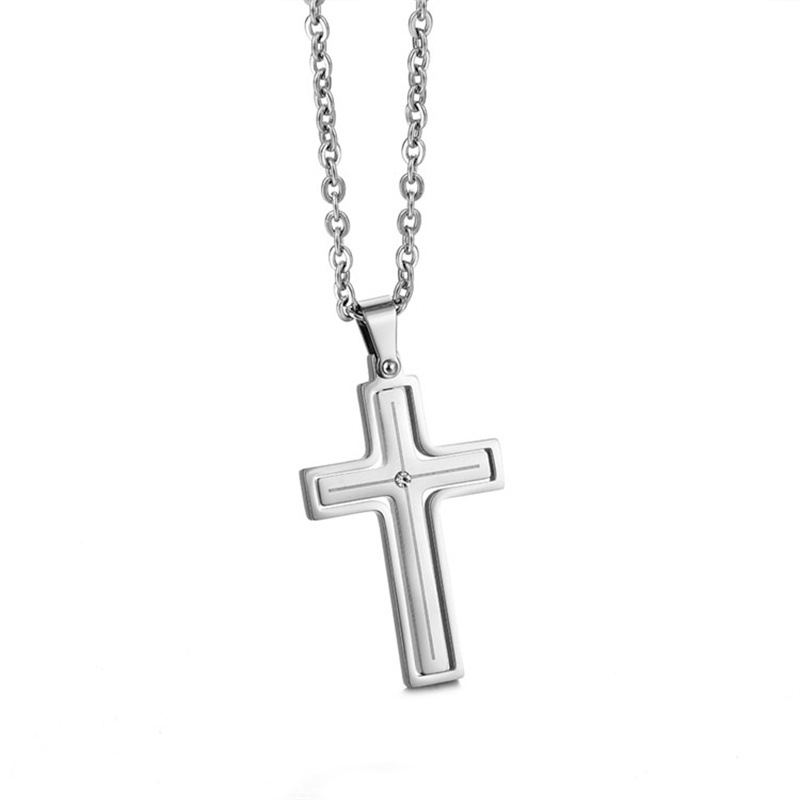 Steel cross3.0*60cm square pearl chain