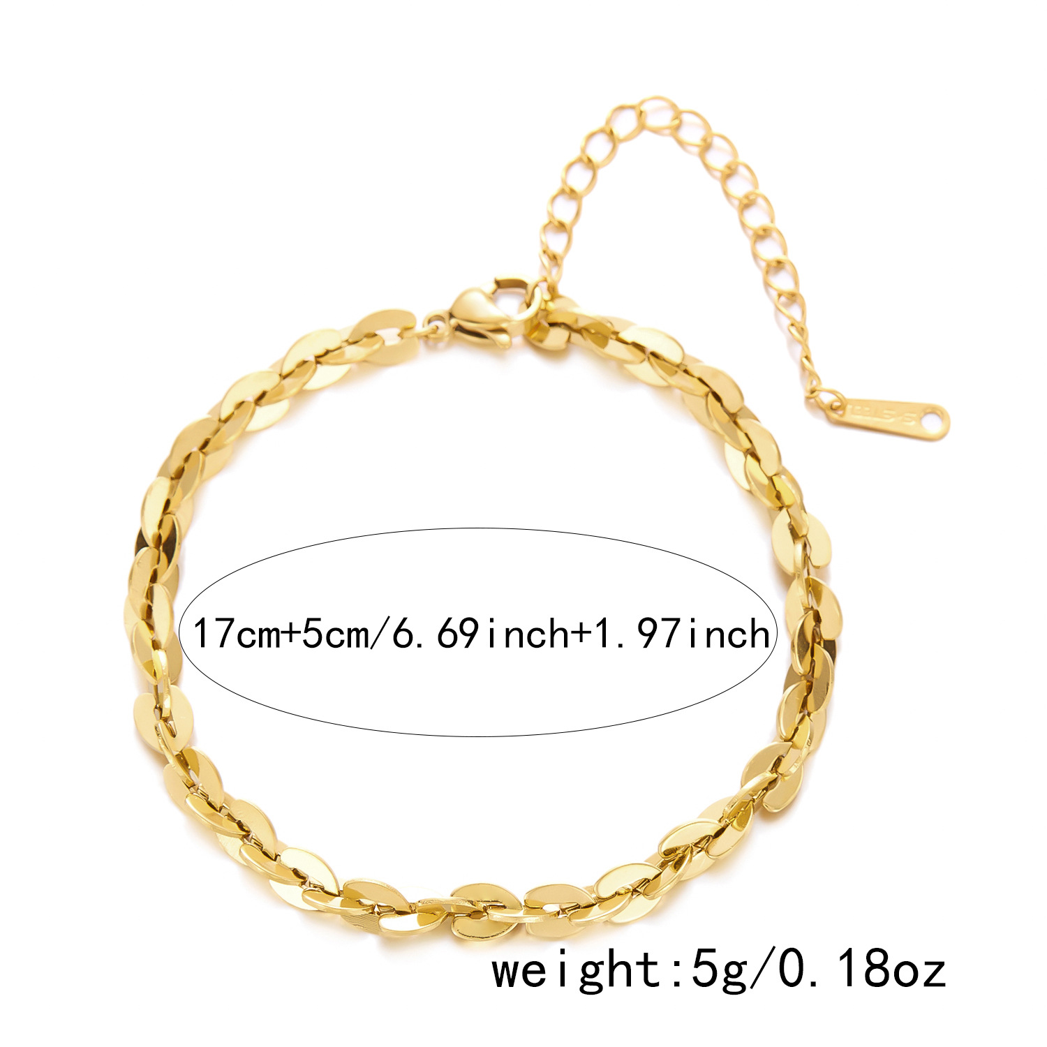 Gold flash European chain bracelet