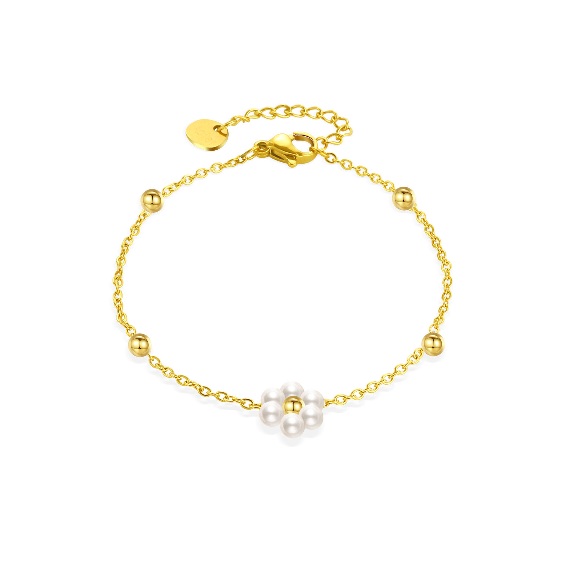 1 pearl flower bracelet gold-16x5cm