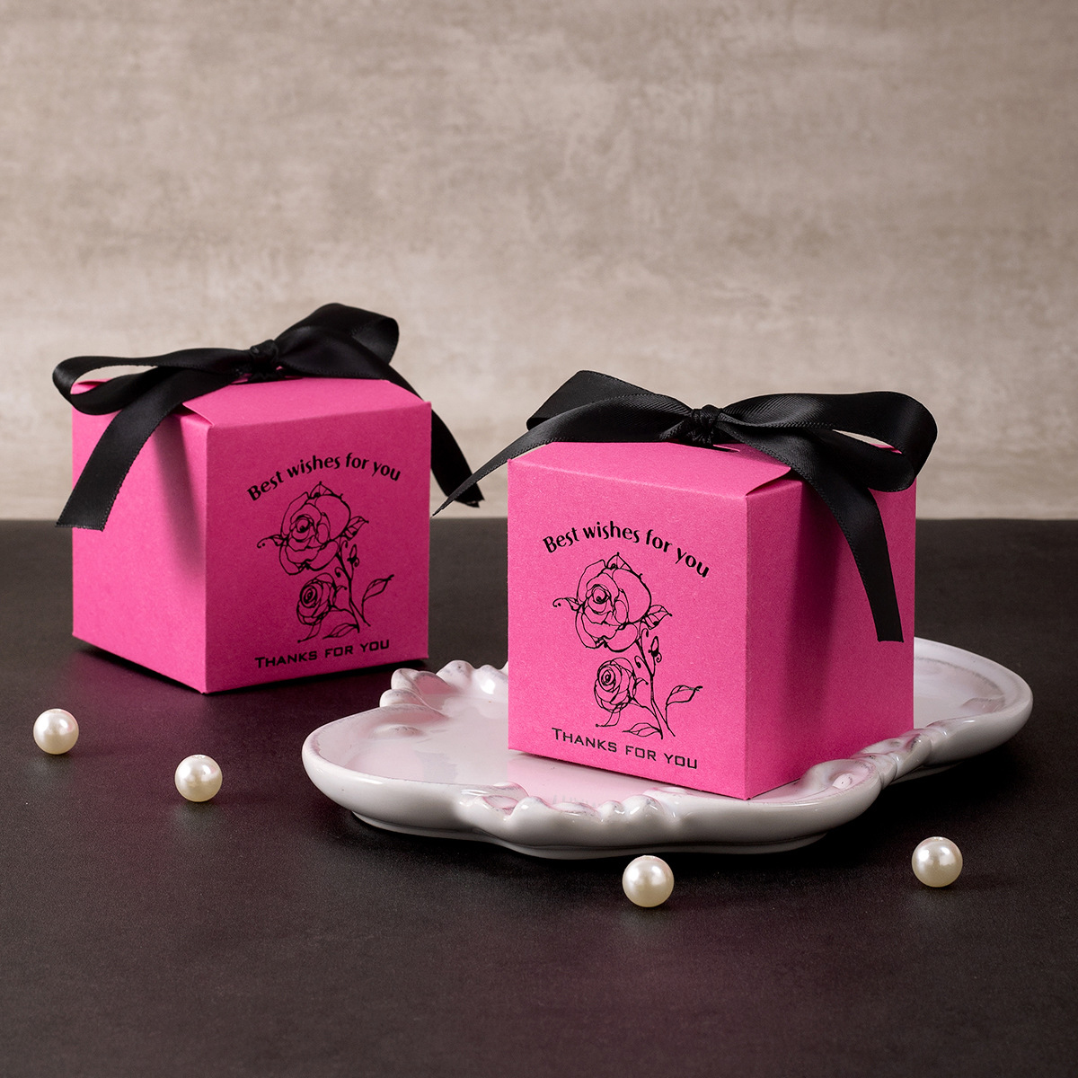 Wedding Candy Box (Black ribbon)