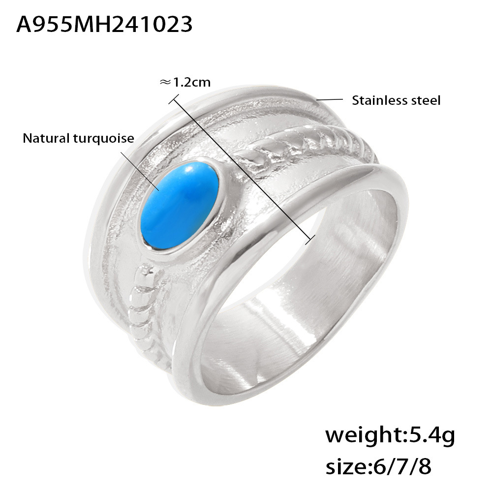 A955-Steel Blue Turquoise Ring