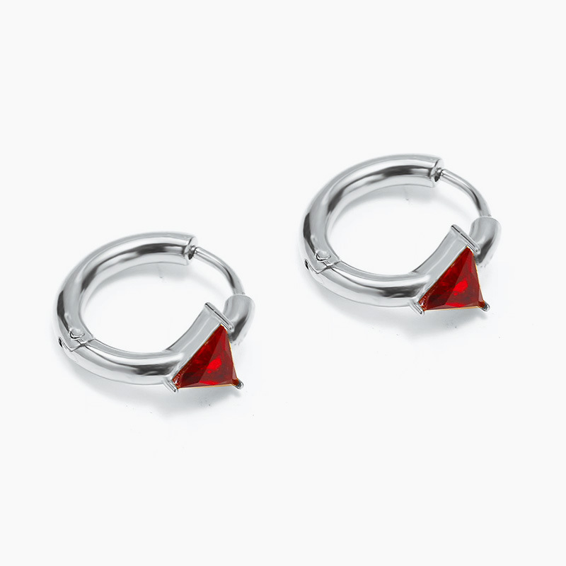 Silver - red earrings