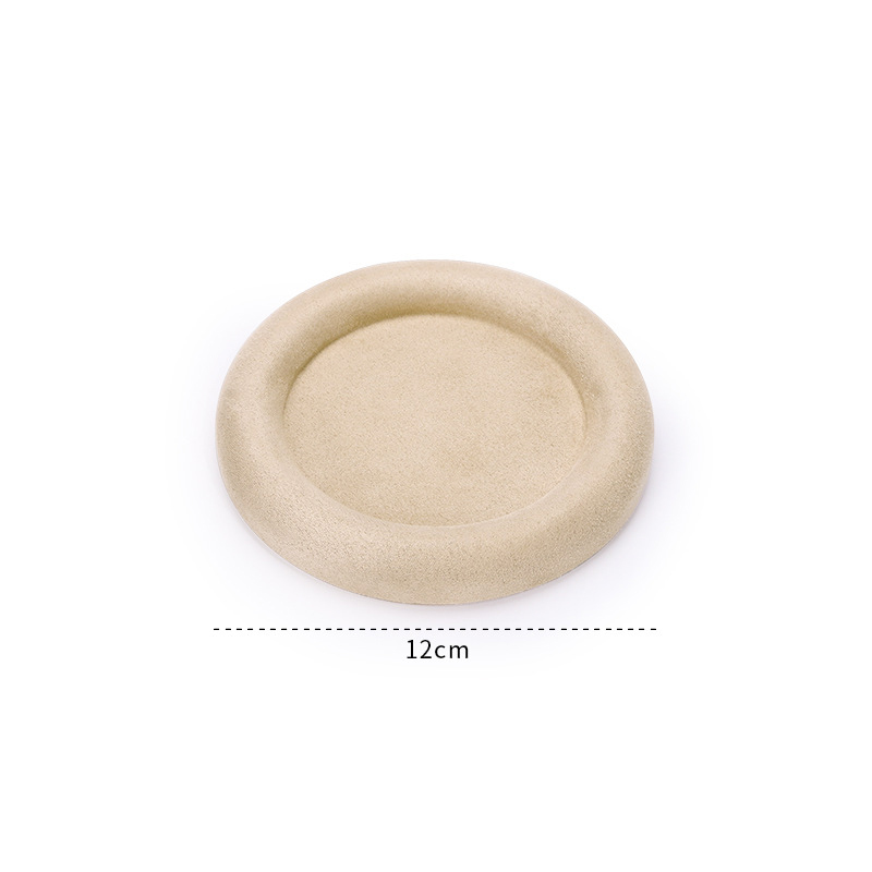 31-Khaki velvet skin round empty disk 12×1.8cm