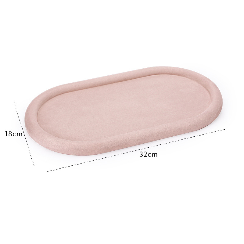 38-pink velvet skin oval empty disc H2 32×18×1.8cm