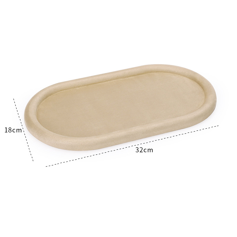 33-Khaki fleece skin oval empty disc H2 32×18×1.8cm