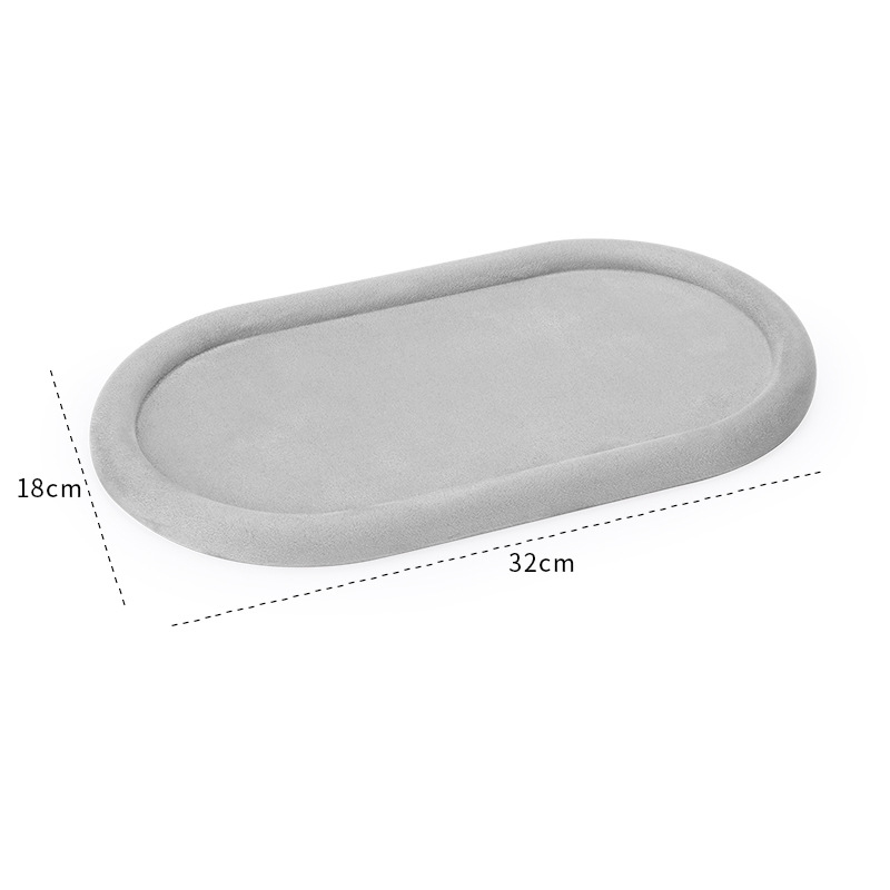 43-gray fleecy skin oval empty disc H2 32×18×1.8cm