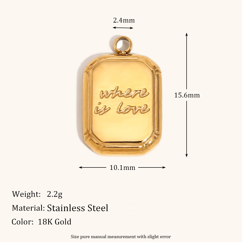 Text small square brick pendant