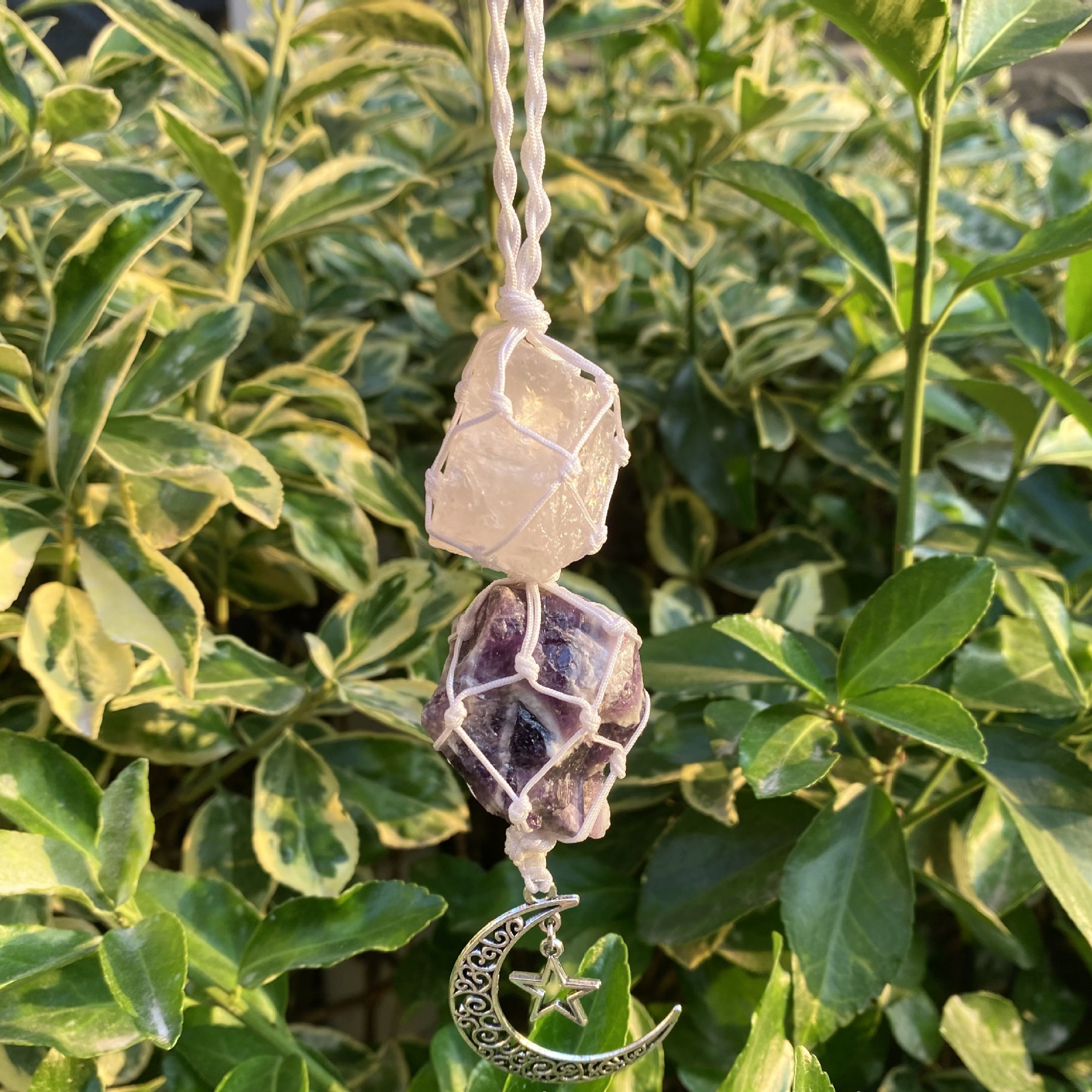 Pink Crystal   Amethyst (white line)