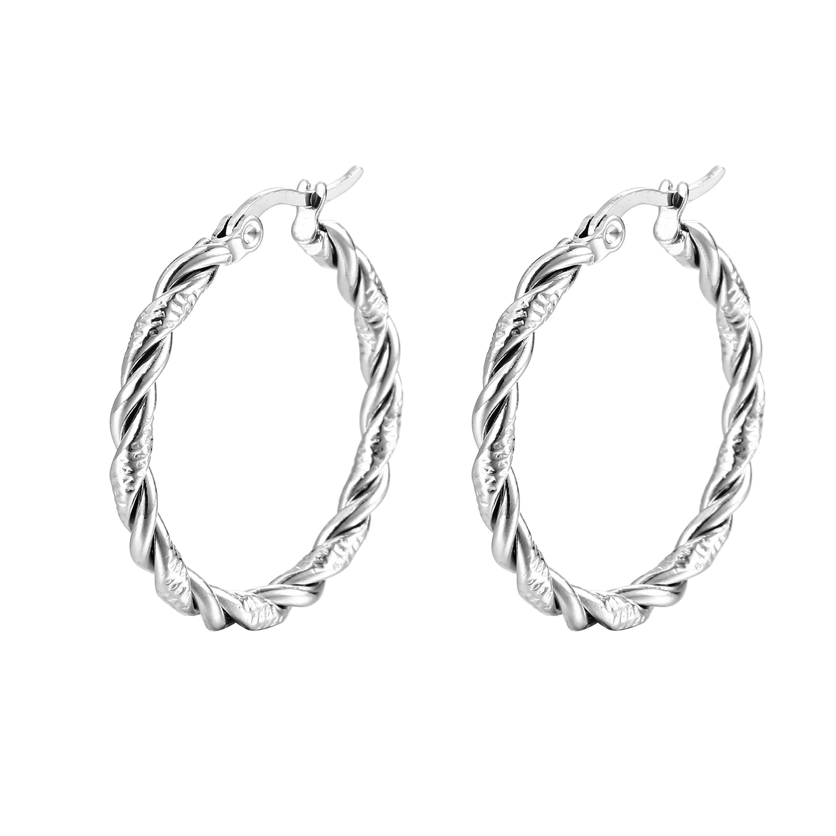 Twisted earrings 2 steel color ms-022