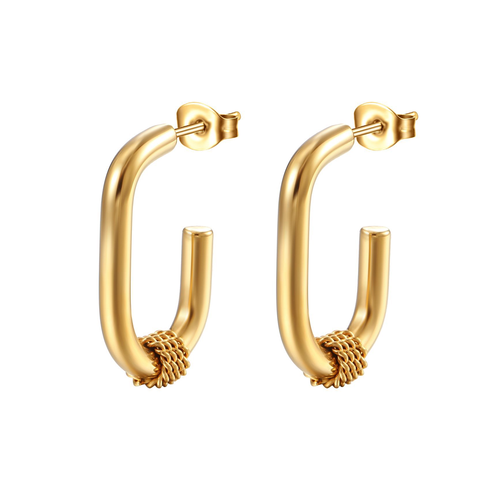 Oval solder pin earrings gold MS-039