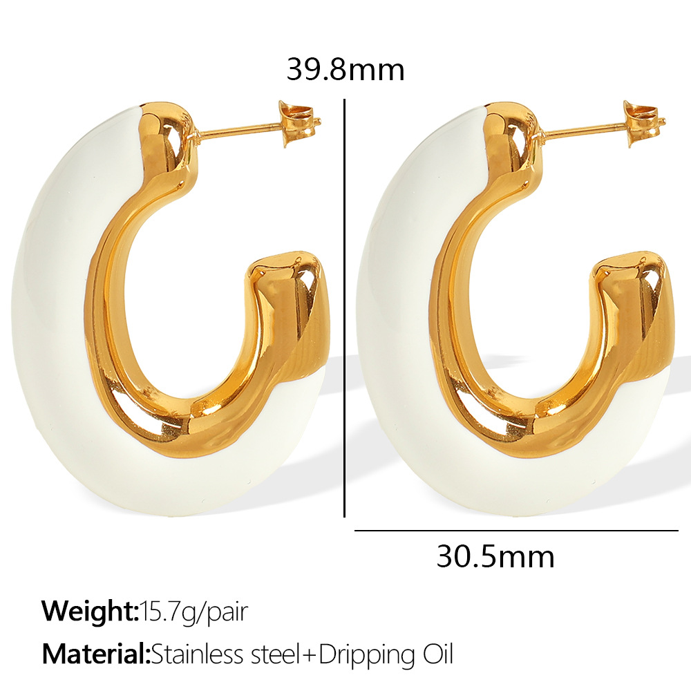 Eh720 white oil drop gold earrings