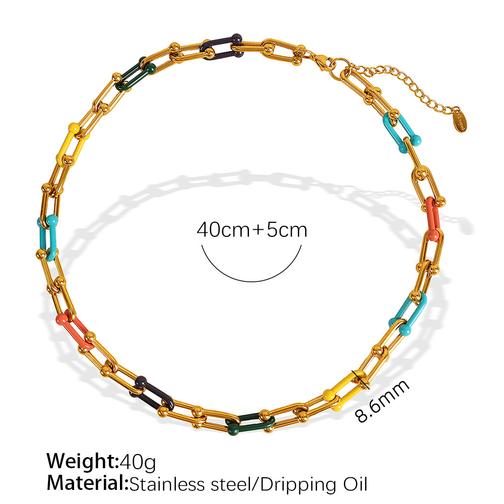 Xl236 random color dripping oil gold necklace