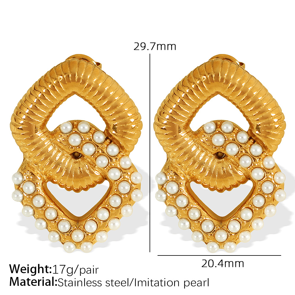 EH537 white bead gold earrings