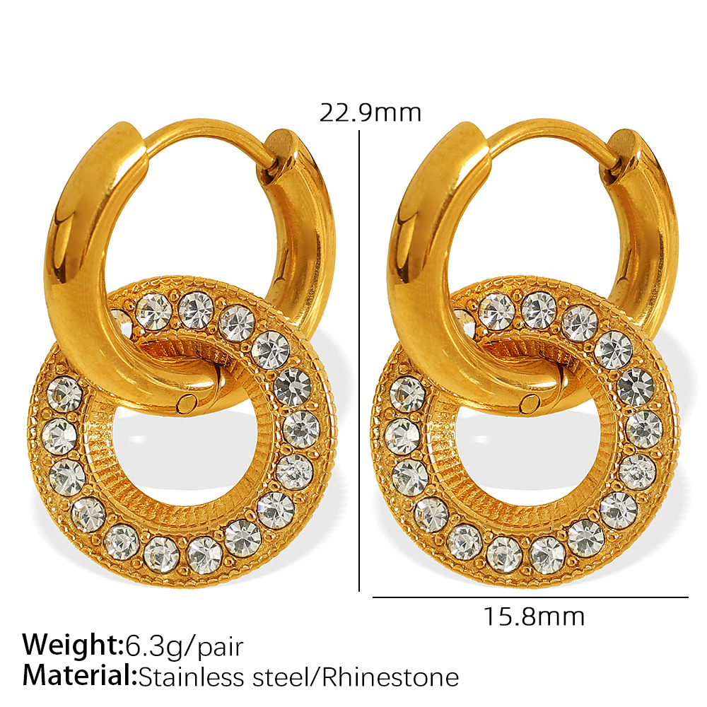 EH538 Rhinestone gold earrings